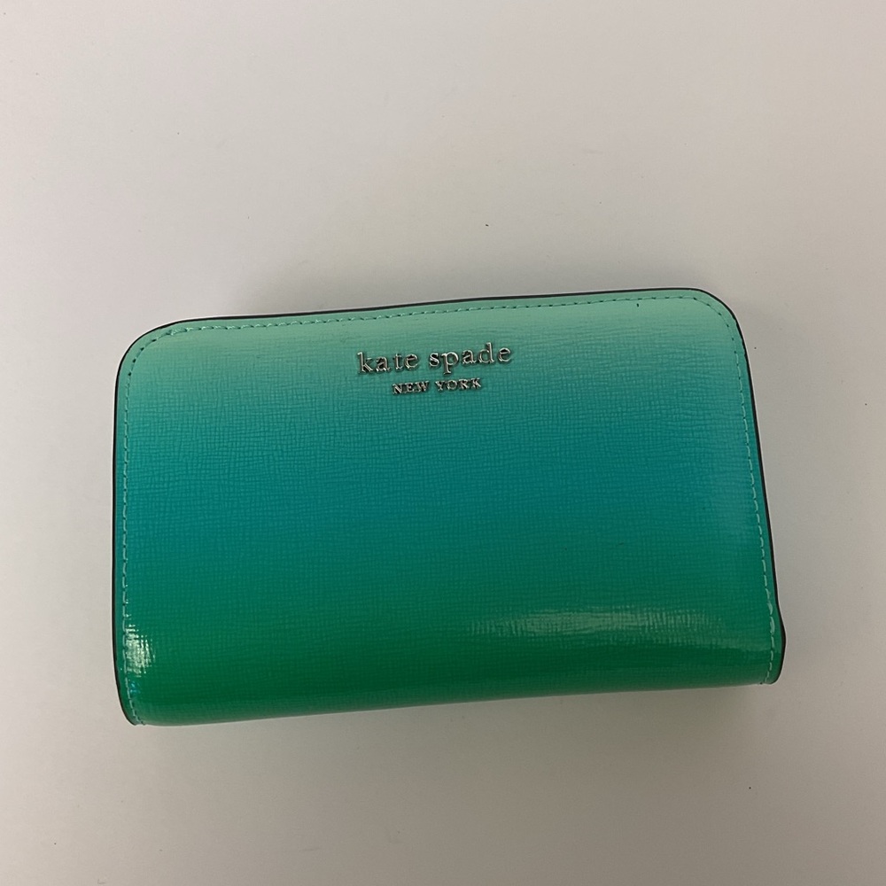 KATE SPADE PATENT LEATHER WALLET AQUA OMBRE NWOT